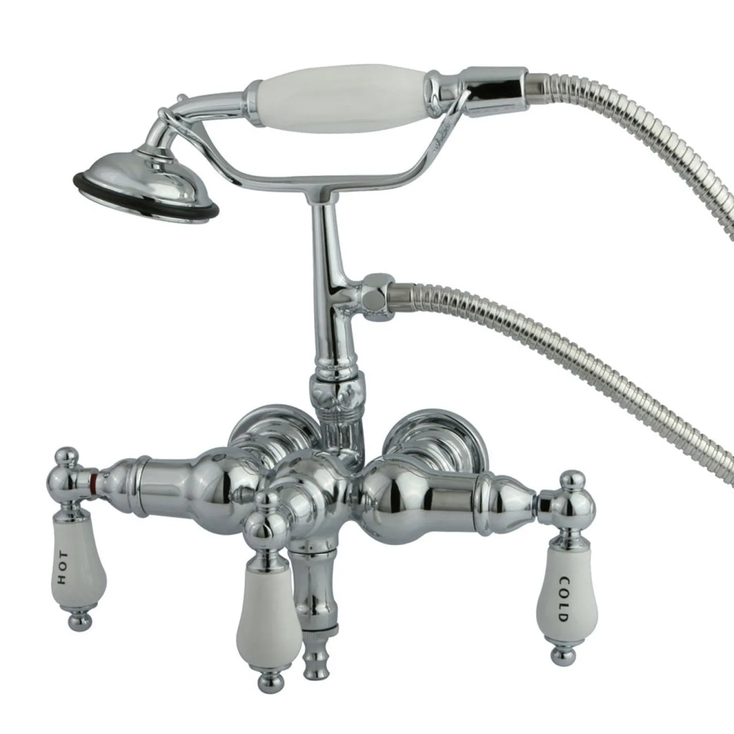 Kingston Brass CC22T1 Vintage 3-3/8" Wall Mount Clawfoot Tub Filler with Hand Shower