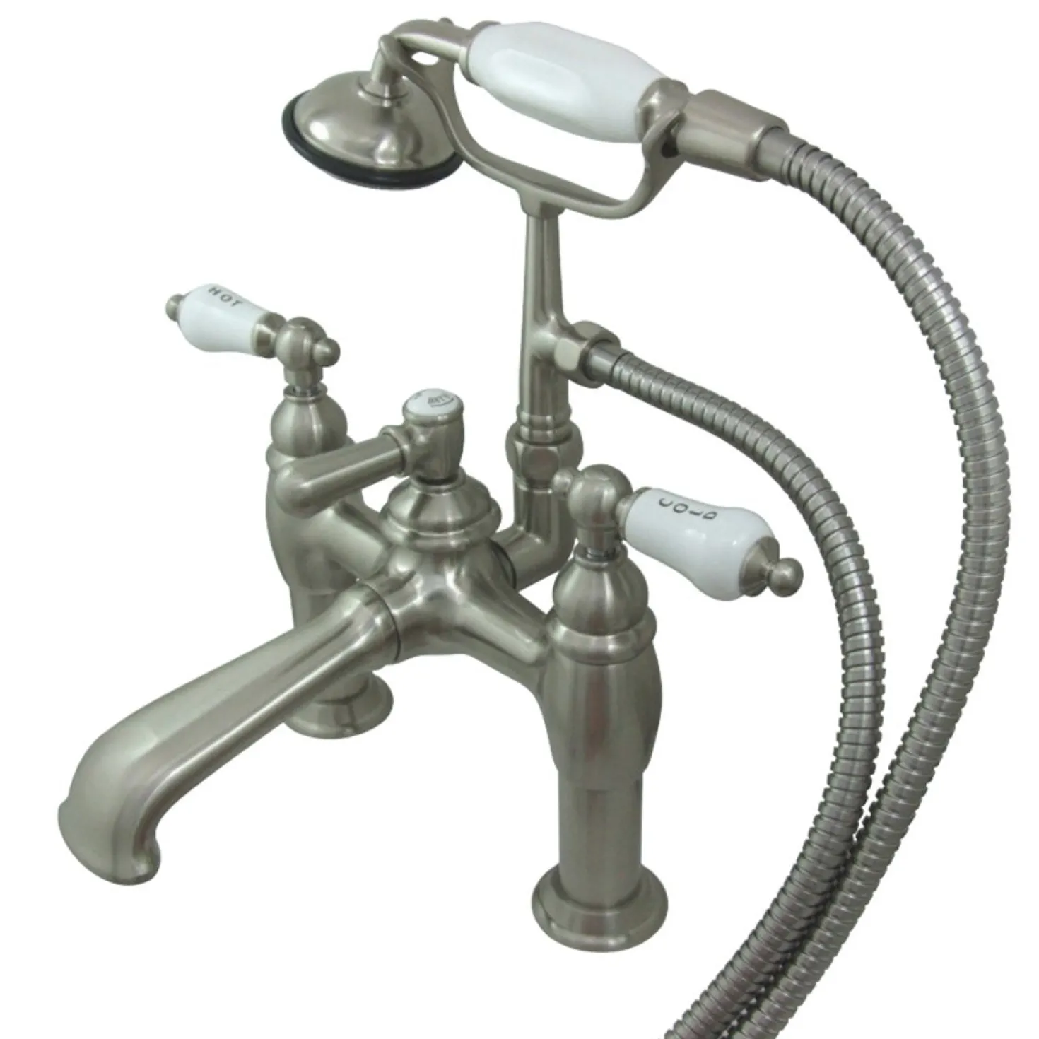 Kingston Brass CC607TX-P Vintage 7-Inch Deck Mount Tub Faucet with Hand Shower