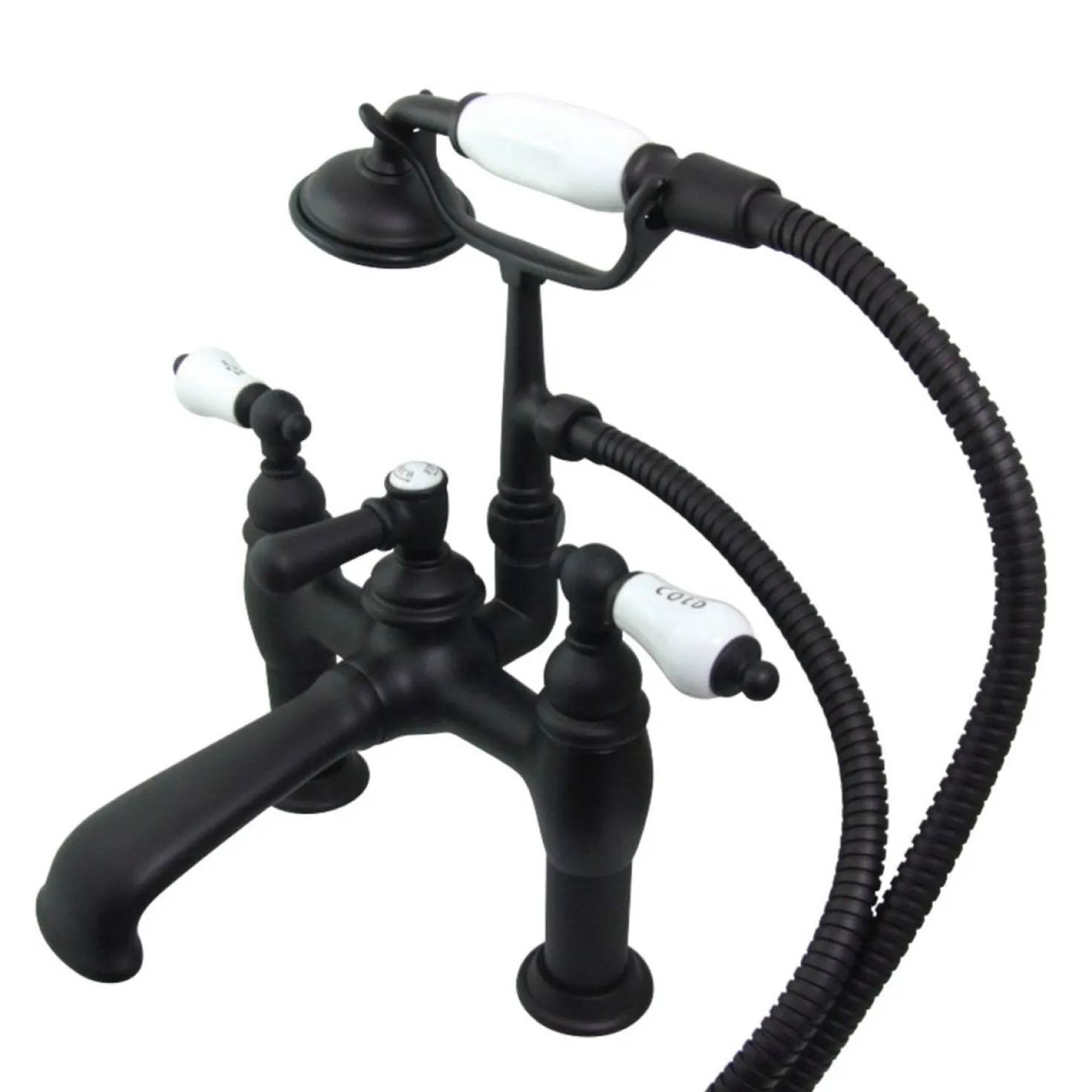 Kingston Brass CC607TX-P Vintage 7-Inch Deck Mount Tub Faucet with Hand Shower