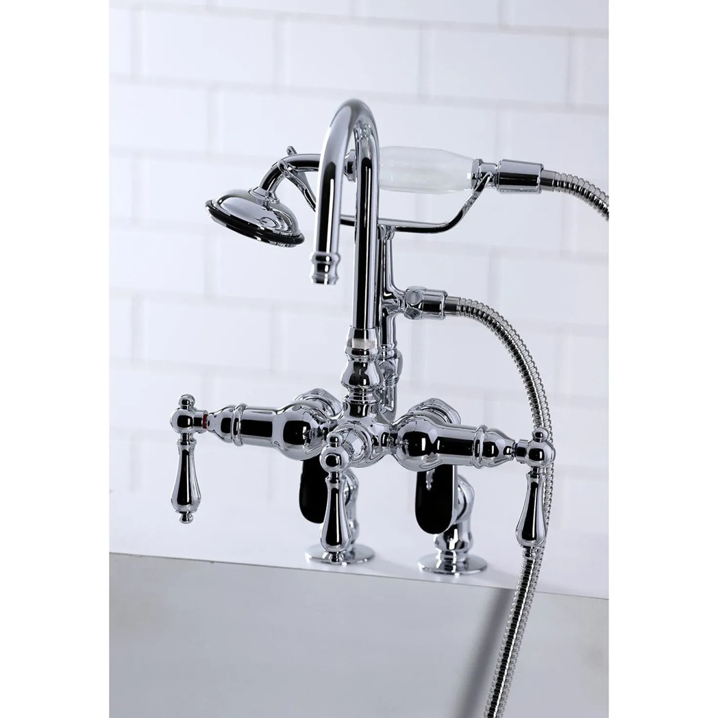 Kingston Brass CC613TX-P Vintage Clawfoot 12.5" x 10" x 8.25" Tub Faucet with Hand Shower