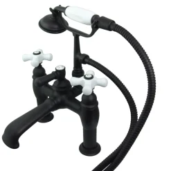Kingston Brass CC611TX-P Vintage 7-Inch Deck Mount Tub Faucet with Hand Shower