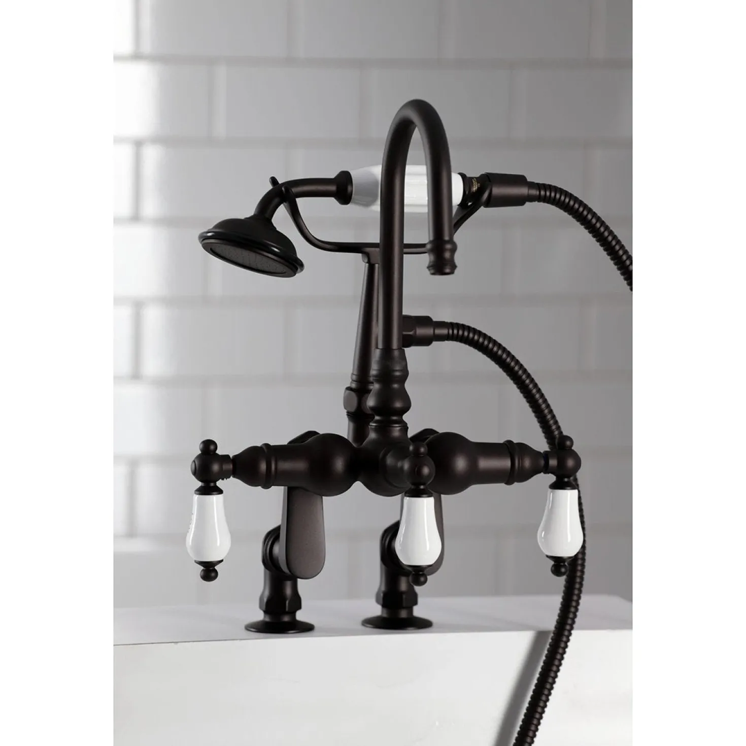 Kingston Brass CC617TX-P Vintage Clawfoot 12.5" x 10" x 8.25" Tub Faucet with Hand Shower