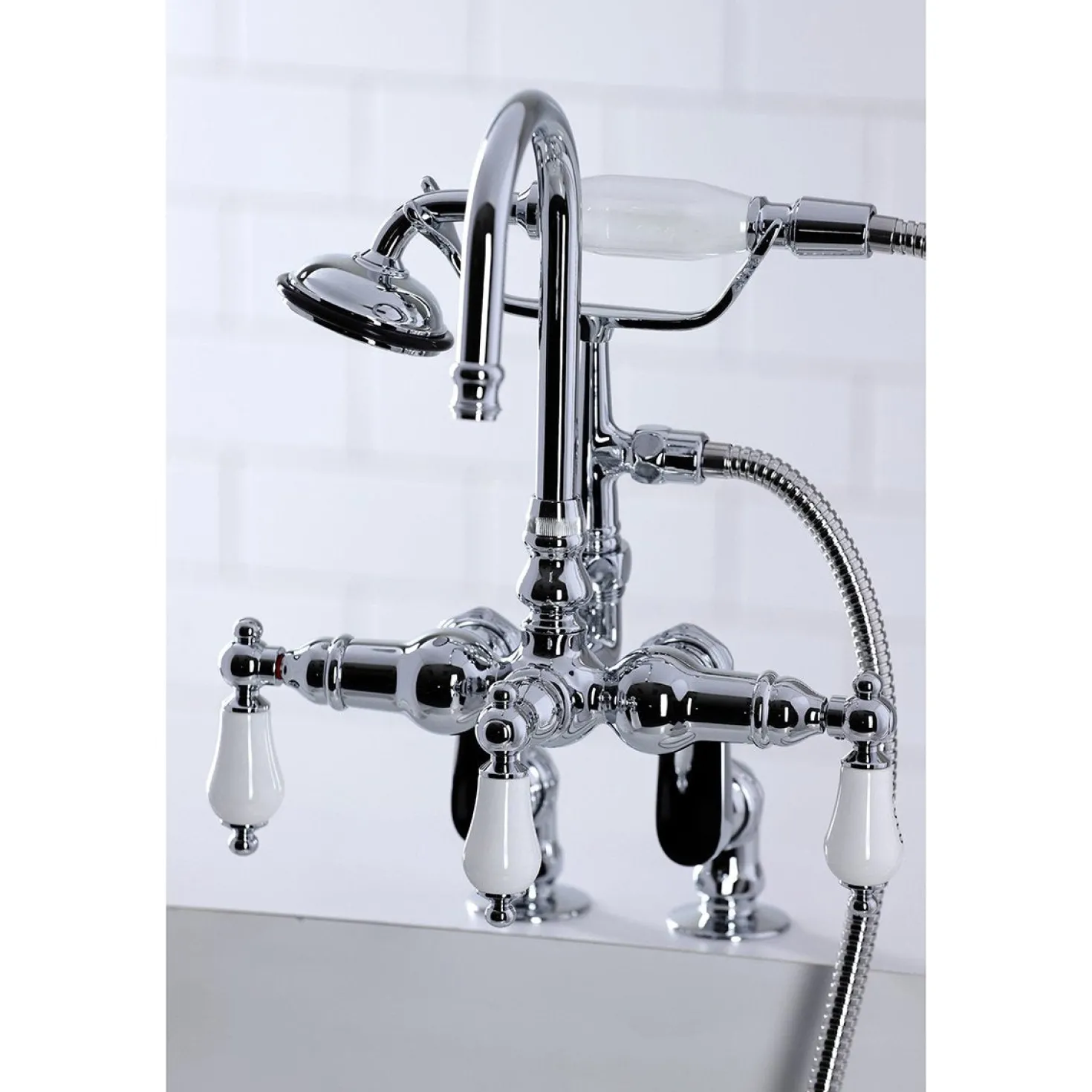 Kingston Brass CC617TX-P Vintage Clawfoot 12.5" x 10" x 8.25" Tub Faucet with Hand Shower