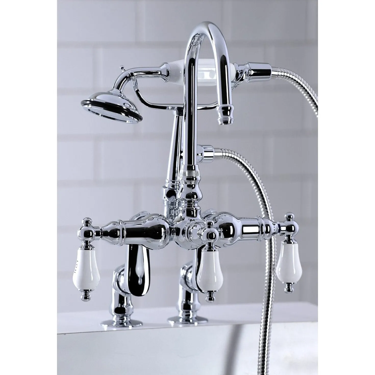 Kingston Brass CC617TX-P Vintage Clawfoot 12.5" x 10" x 8.25" Tub Faucet with Hand Shower