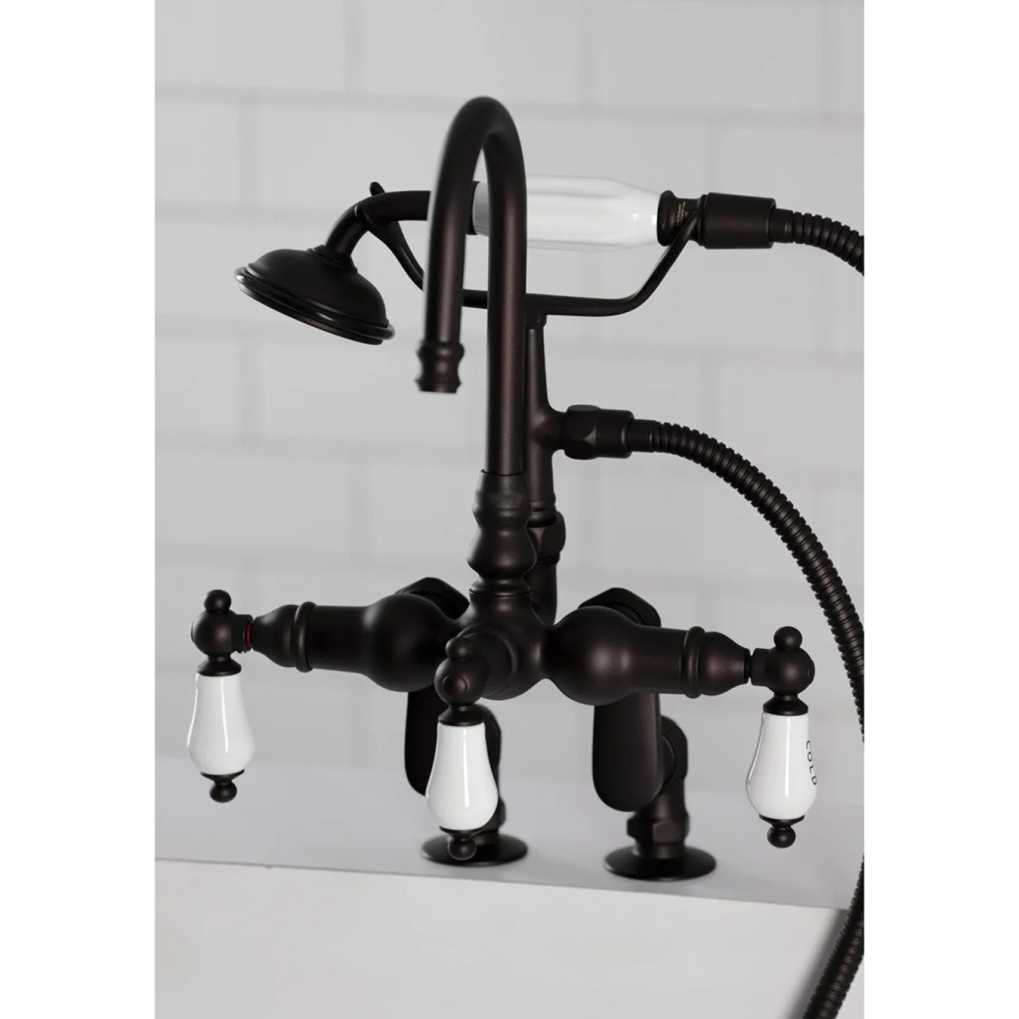 Kingston Brass CC617TX-P Vintage Clawfoot 12.5" x 10" x 8.25" Tub Faucet with Hand Shower