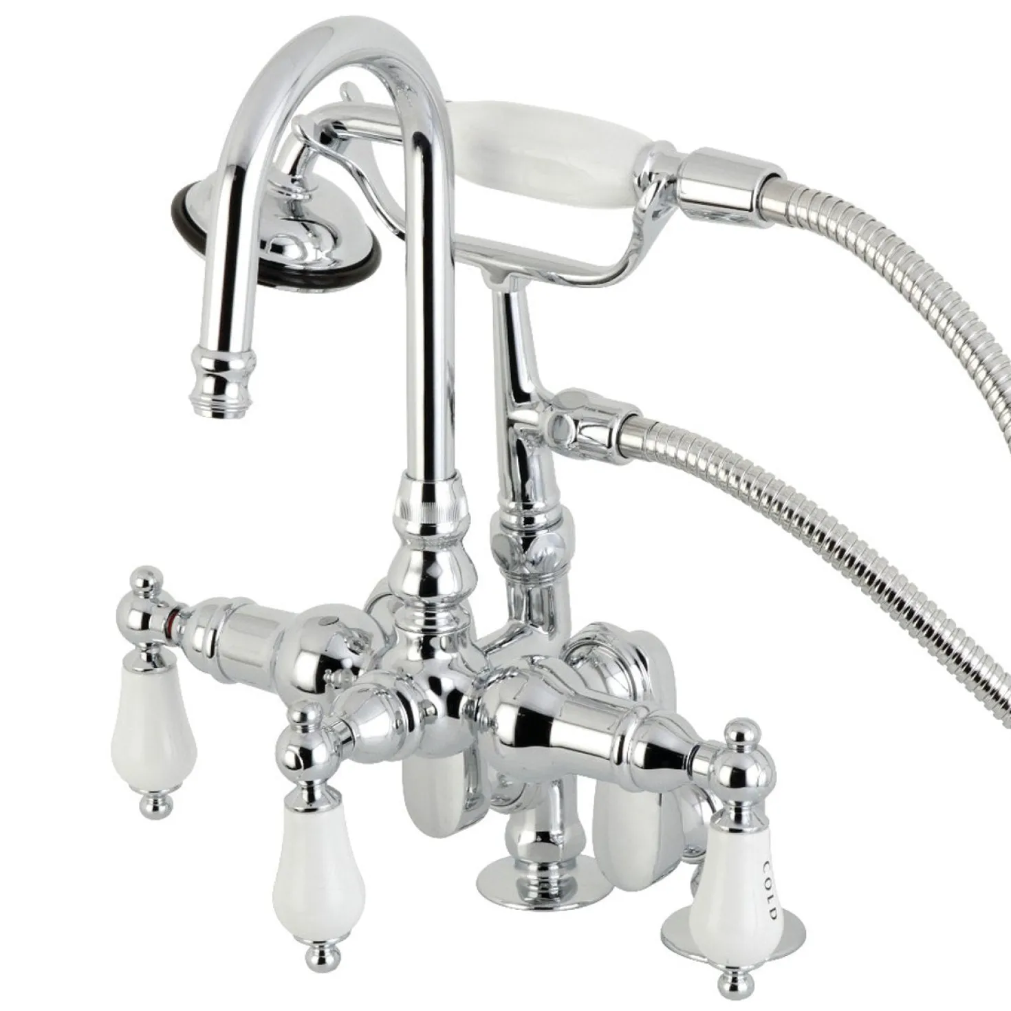 Kingston Brass CC617TX-P Vintage Clawfoot 12.5" x 10" x 8.25" Tub Faucet with Hand Shower