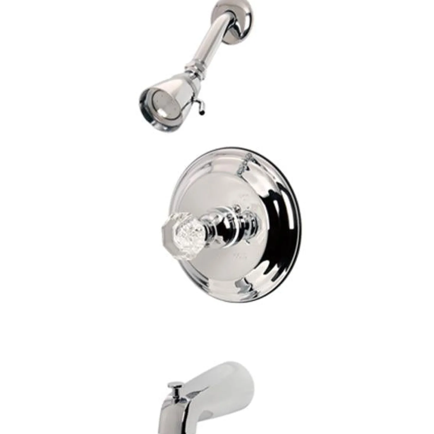 Kingston Brass Celebrity Tub and Shower Faucet with Octagonal Crystal Knob