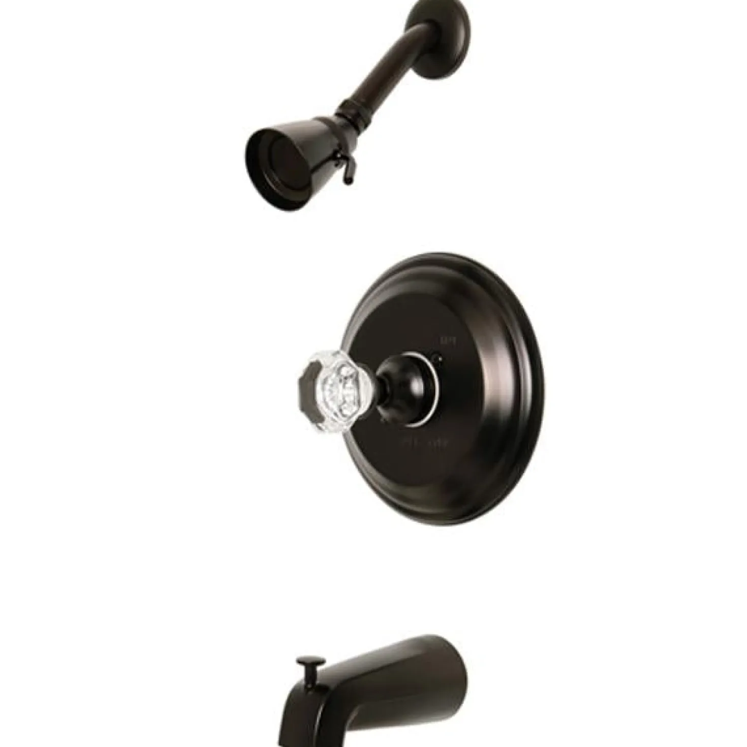 Kingston Brass Celebrity Tub and Shower Faucet with Octagonal Crystal Knob