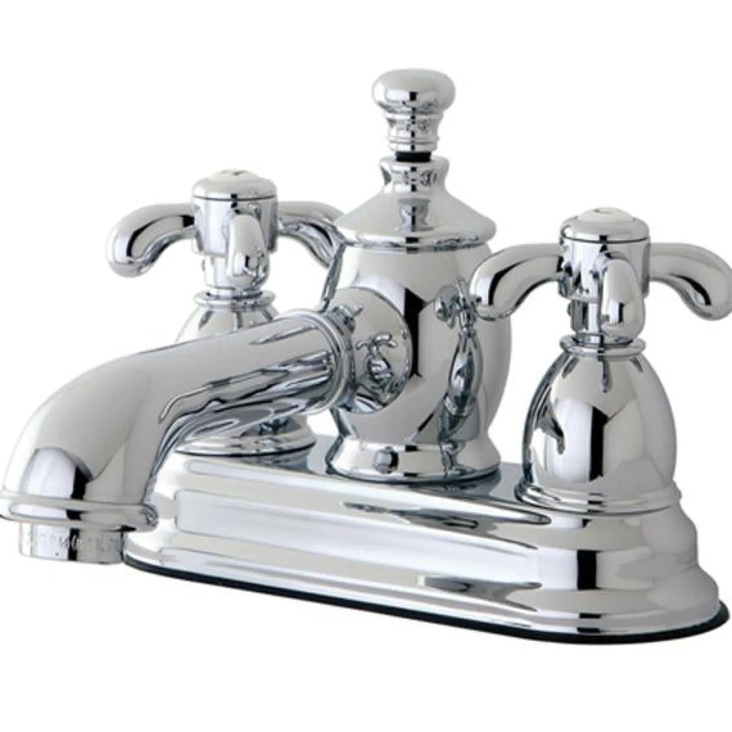 Kingston Brass 4" Centerset Lavatory Faucet with Heritage Spout and Metal Cross Handle