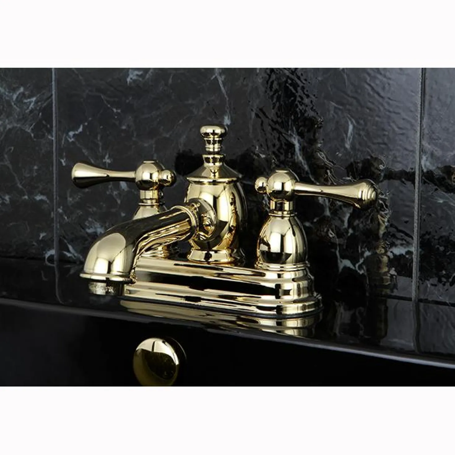 Kingston Brass 4" Centerset Lavatory Faucet with Heritage Spout and Metal Lever Handle
