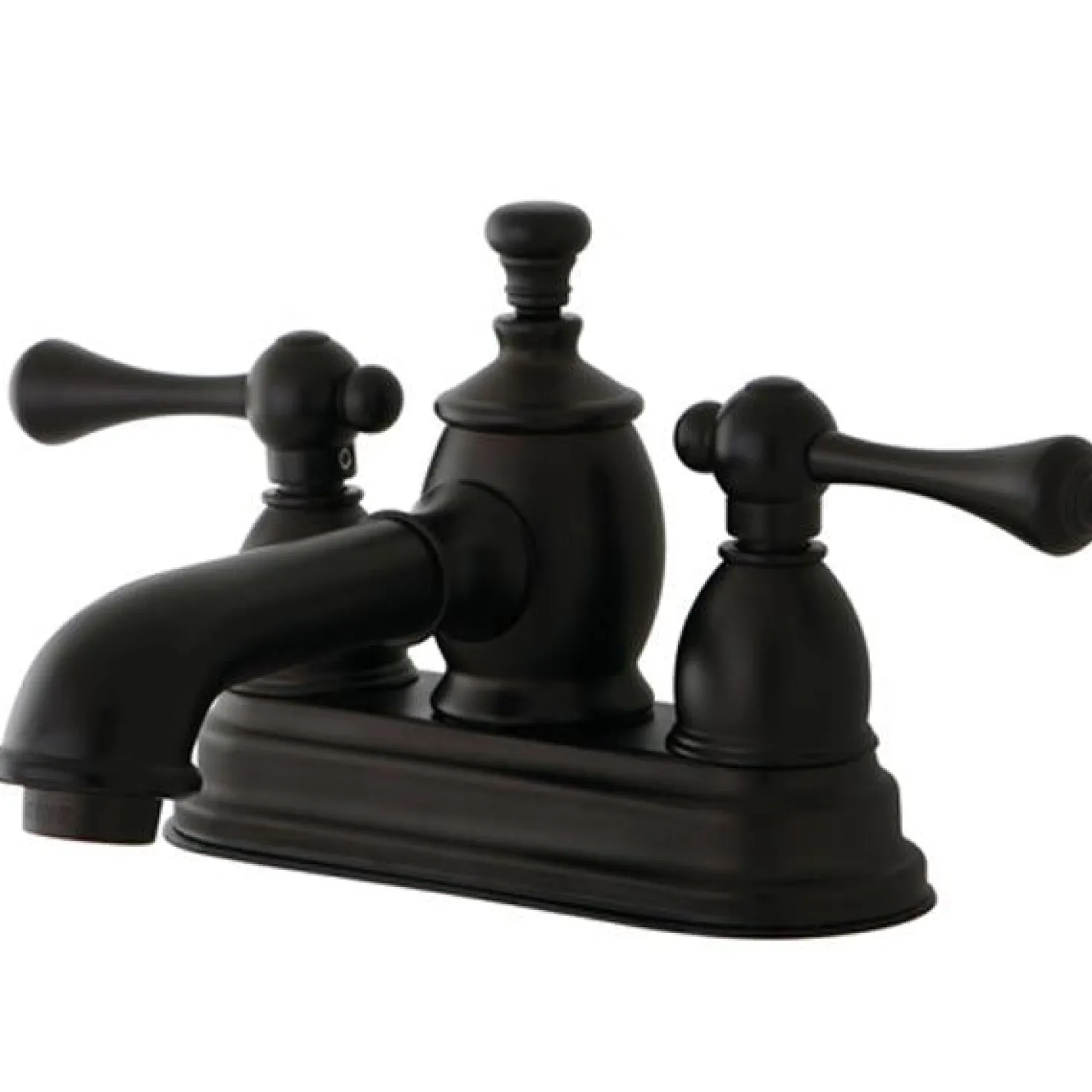 Kingston Brass 4" Centerset Lavatory Faucet with Heritage Spout and Metal Lever Handle