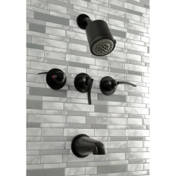 Kingston Brass Centurion Three-Handle Tub and Shower Faucet