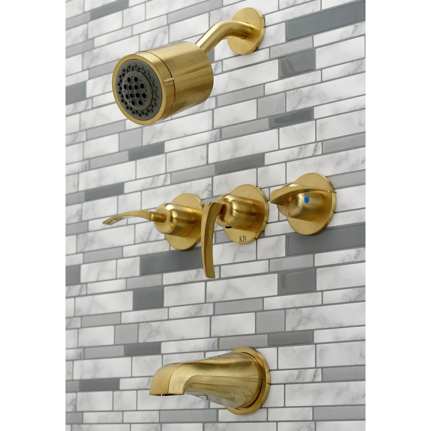 Kingston Brass Centurion Three-Handle Tub and Shower Faucet