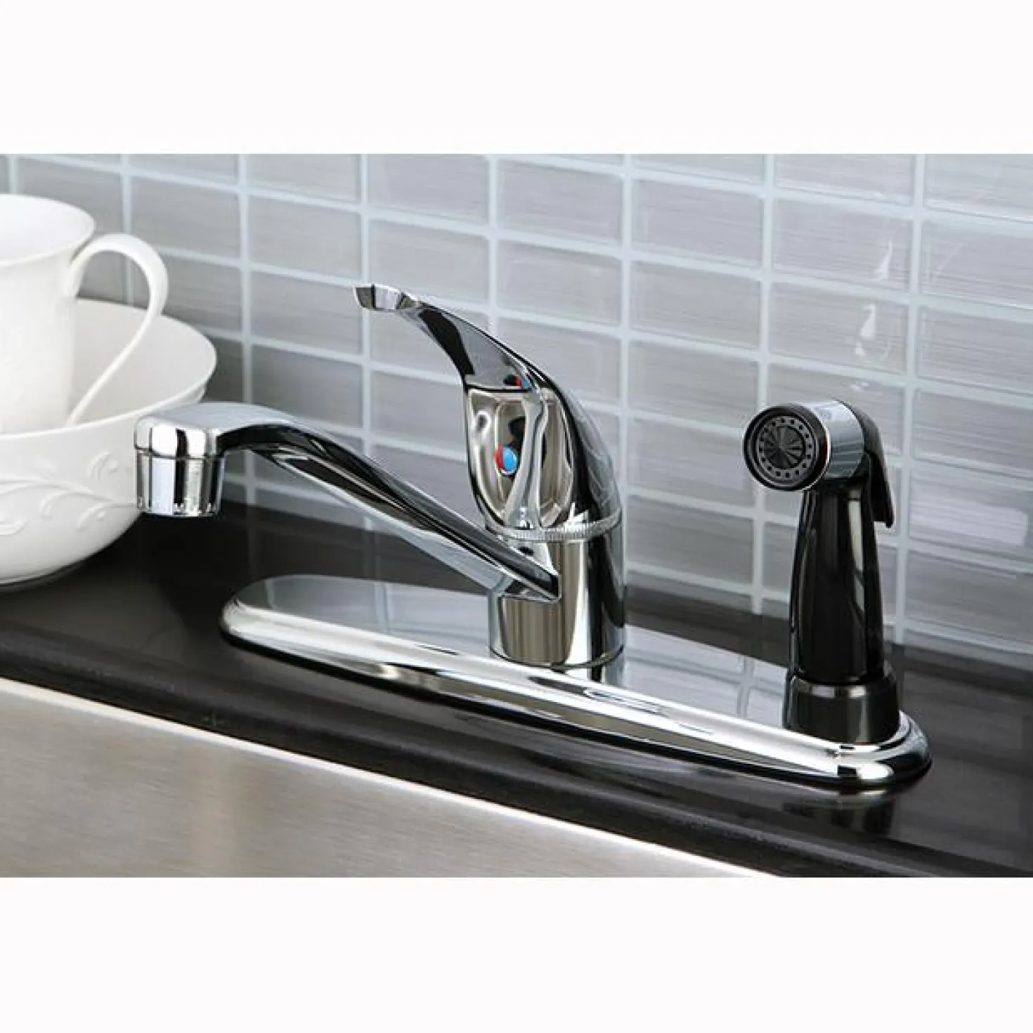 Kingston Brass Chatham Single Handle Kitchen Faucet with Deck Sprayer