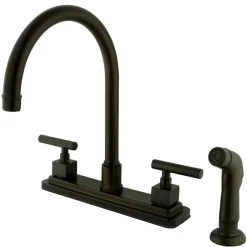 Kingston Brass Claremont Double Handle 8" Kitchen Faucet with Non-Metallic Sprayer