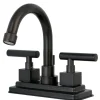 Kingston Brass Claremont Two Handle 4" Centerset Lavatory Faucet with Brass Pop-up in Oil Rubbed Bronze