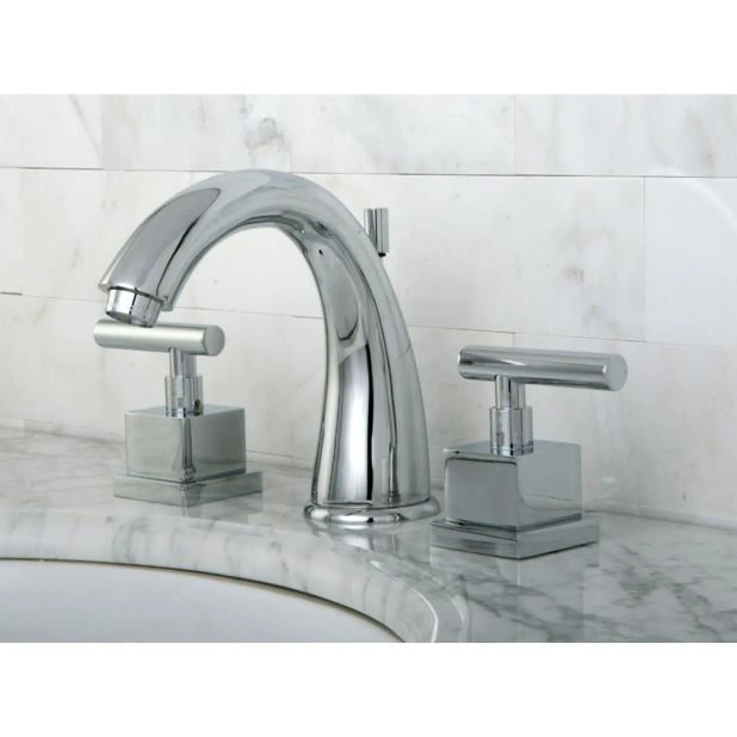 Kingston Brass Claremont Two Handle 8" to 16" Widespread Lavatory Faucet with Brass Pop-up in Polished Chrome