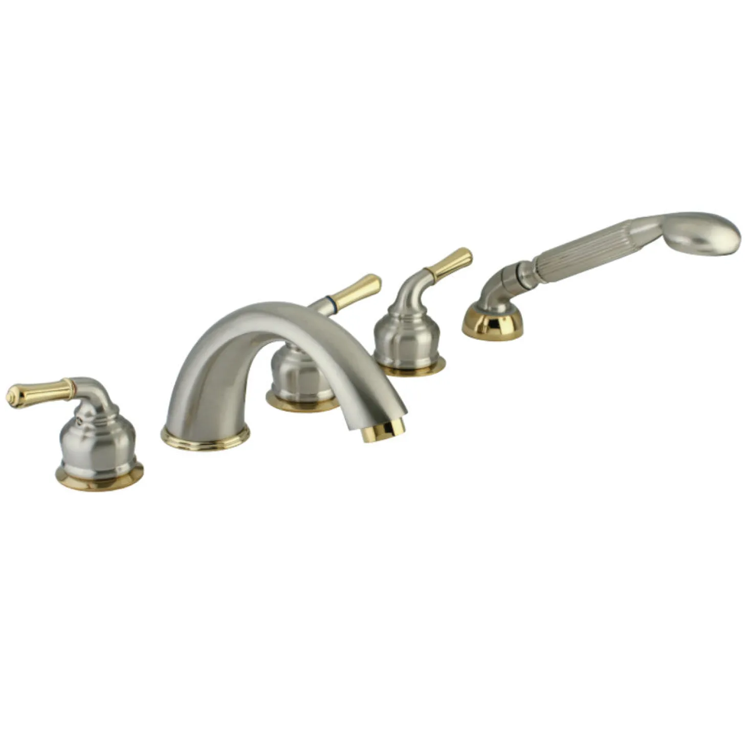 Kingston Brass Classic Magellan Three Handle Roman Tub Filler with Hand Shower