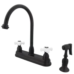 Kingston Brass Classic Restoration Two Handle 8" Kitchen Faucet with Brass Sprayer