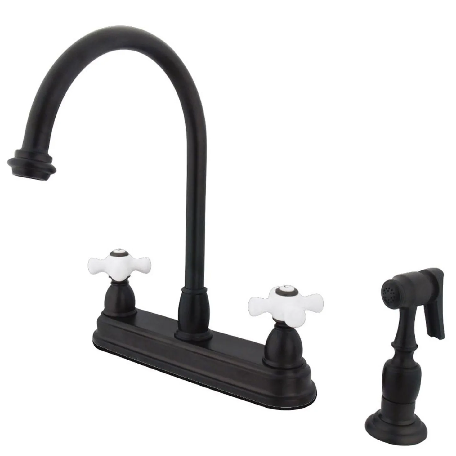 Kingston Brass Classic Restoration Two Handle 8" Kitchen Faucet with Brass Sprayer