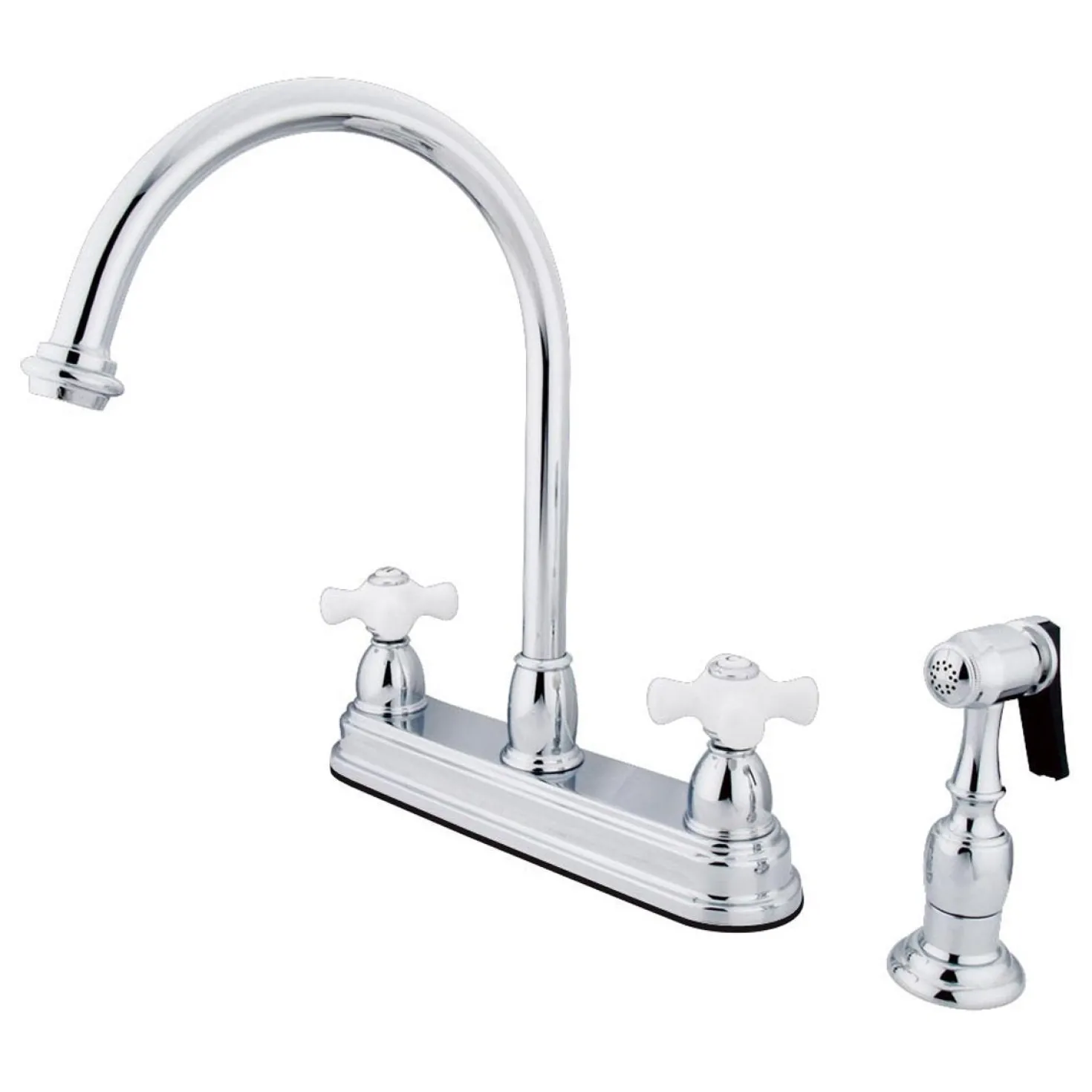 Kingston Brass Classic Restoration Two Handle 8" Kitchen Faucet with Brass Sprayer