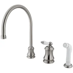 Kingston Brass Classic Single Handle Widespread Kitchen Faucet with Non-Metallic Sprayer