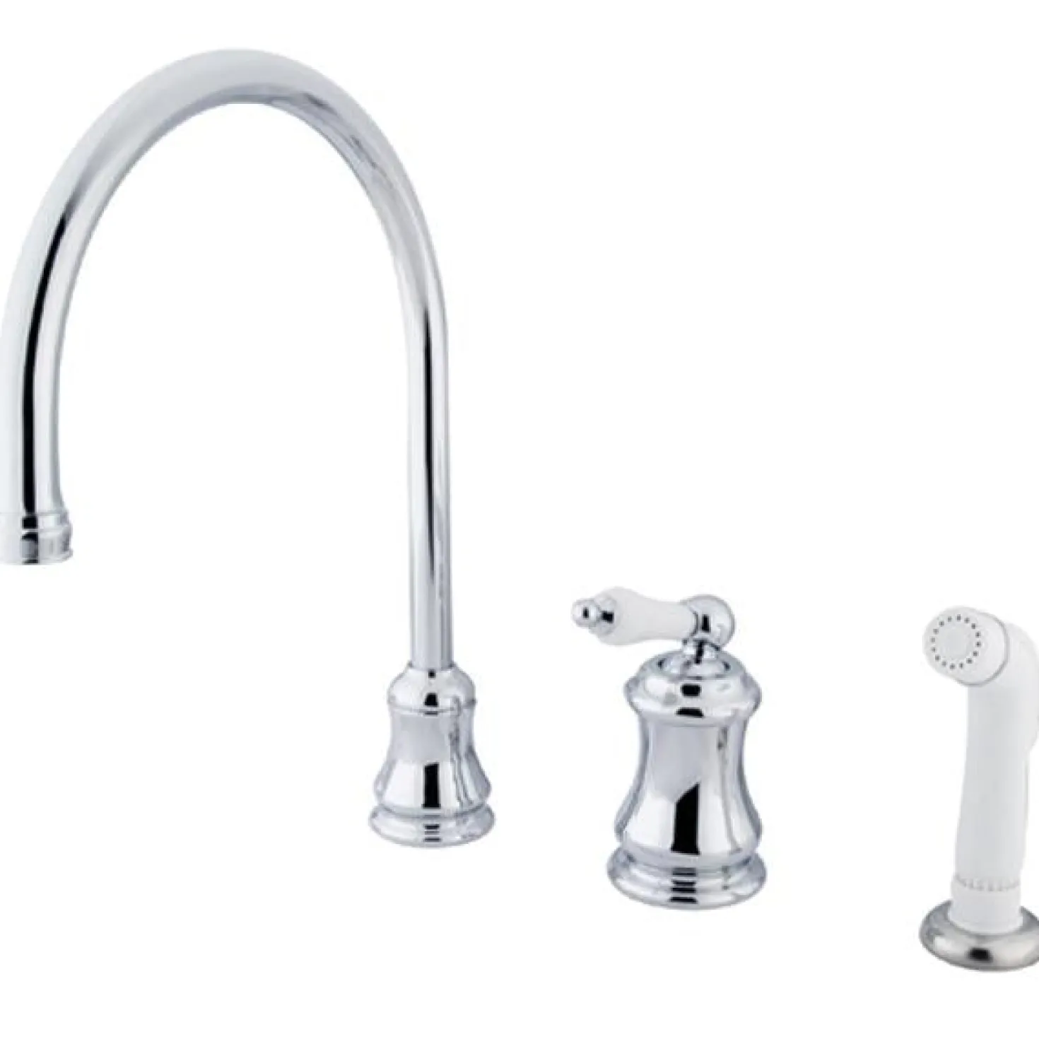 Kingston Brass Classic Single Handle Widespread Kitchen Faucet with Non-Metallic Sprayer