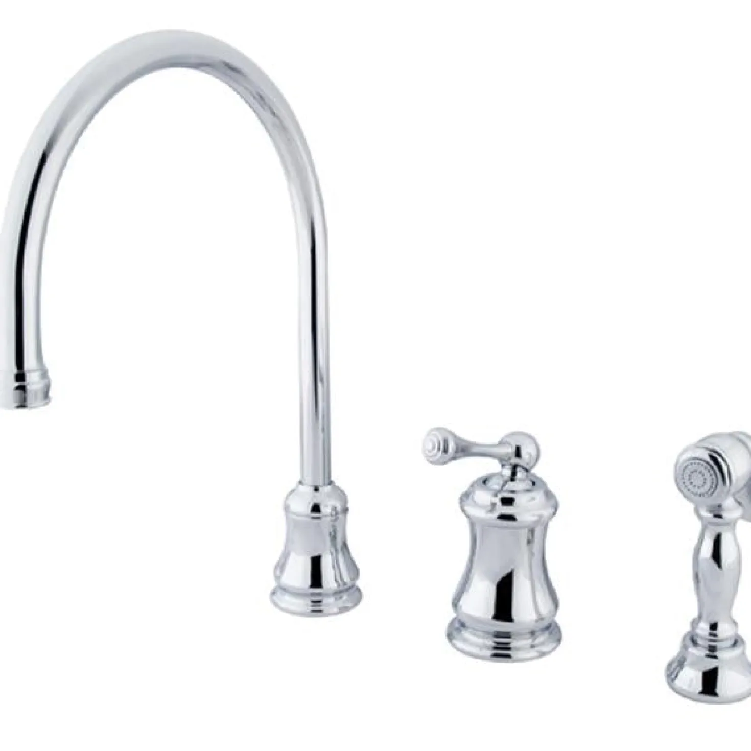Kingston Brass Classic Single Handle Widespread Kitchen Faucet with Brass Sprayer