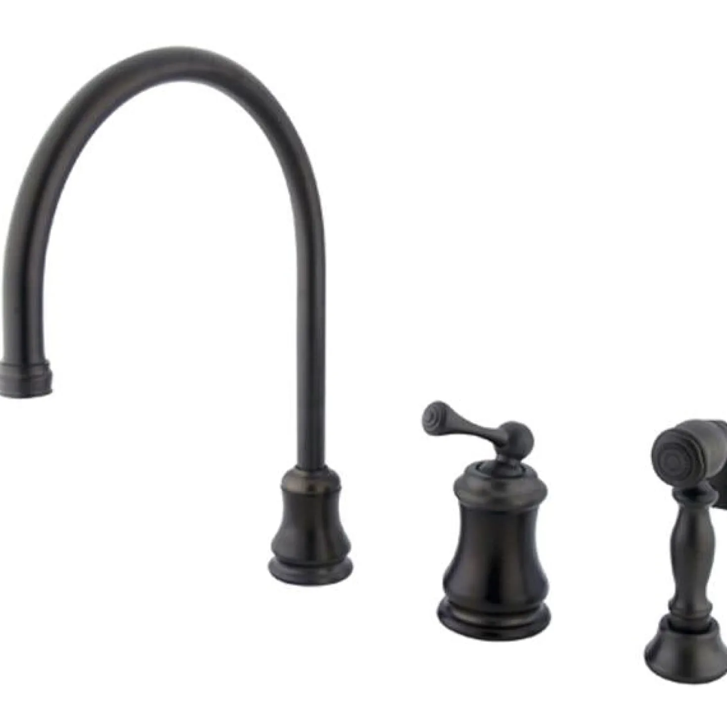 Kingston Brass Classic Single Handle Widespread Kitchen Faucet with Brass Sprayer