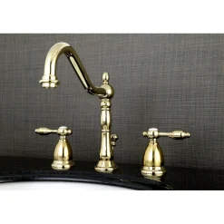 Kingston Brass Classic Tudor Widespread Lavatory Faucet with Brass Pop-up
