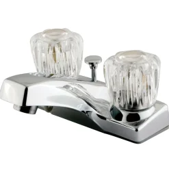 Kingston Brass Columbia Two Handle 4" Centerset Lavatory Faucet in Polished Chrome with Brass Pop-up