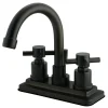 Kingston Brass Concord 4" Centerset Two Handle Three Hole Lavatory Faucet with Brass Pop-up