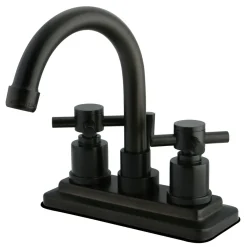 Kingston Brass Concord 4" Centerset Two Handle Three Hole Lavatory Faucet with Brass Pop-up