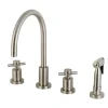 Kingston Brass Concord Deck Mount 8-Inch Widespread Kitchen Faucet with Brass Sprayer