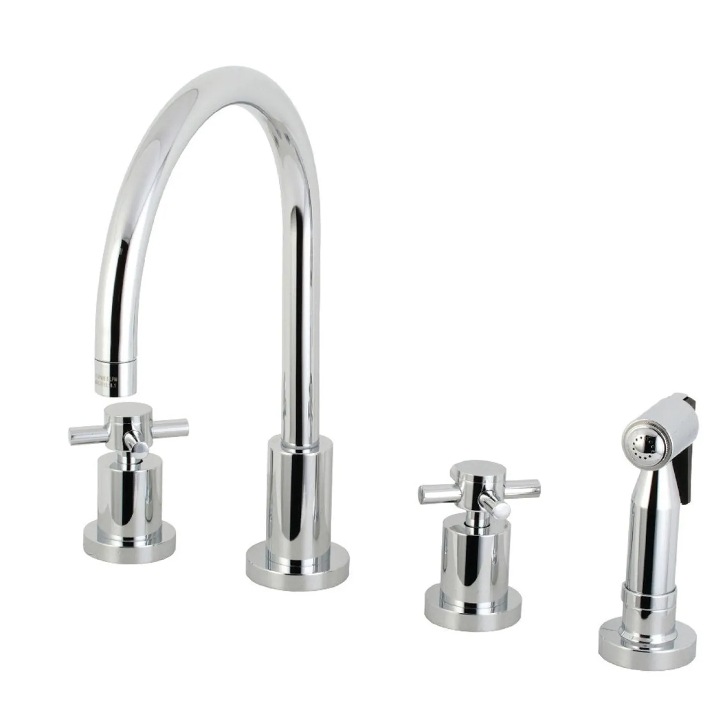 Kingston Brass Concord Deck Mount 8-Inch Widespread Kitchen Faucet with Brass Sprayer