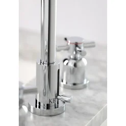 Kingston Brass Concord Deck Mount Widespread Bathroom Faucet with Brass Pop-Up