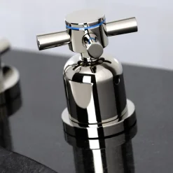 Kingston Brass Concord Deck Mount Widespread Bathroom Faucet with Brass Pop-Up