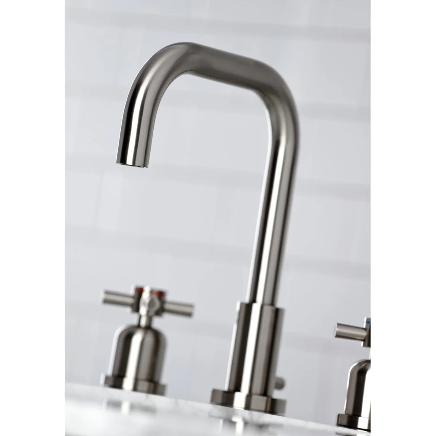 Kingston Brass Concord Deck Mount Widespread Bathroom Faucet with Brass Pop-Up