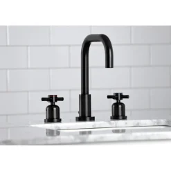 Kingston Brass Concord Deck Mount Widespread Bathroom Faucet with Brass Pop-Up