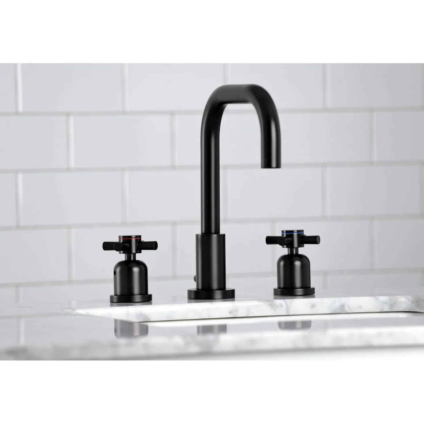 Kingston Brass Concord Deck Mount Widespread Bathroom Faucet with Brass Pop-Up
