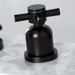 Kingston Brass Concord Deck Mount Widespread Bathroom Faucet with Brass Pop-Up