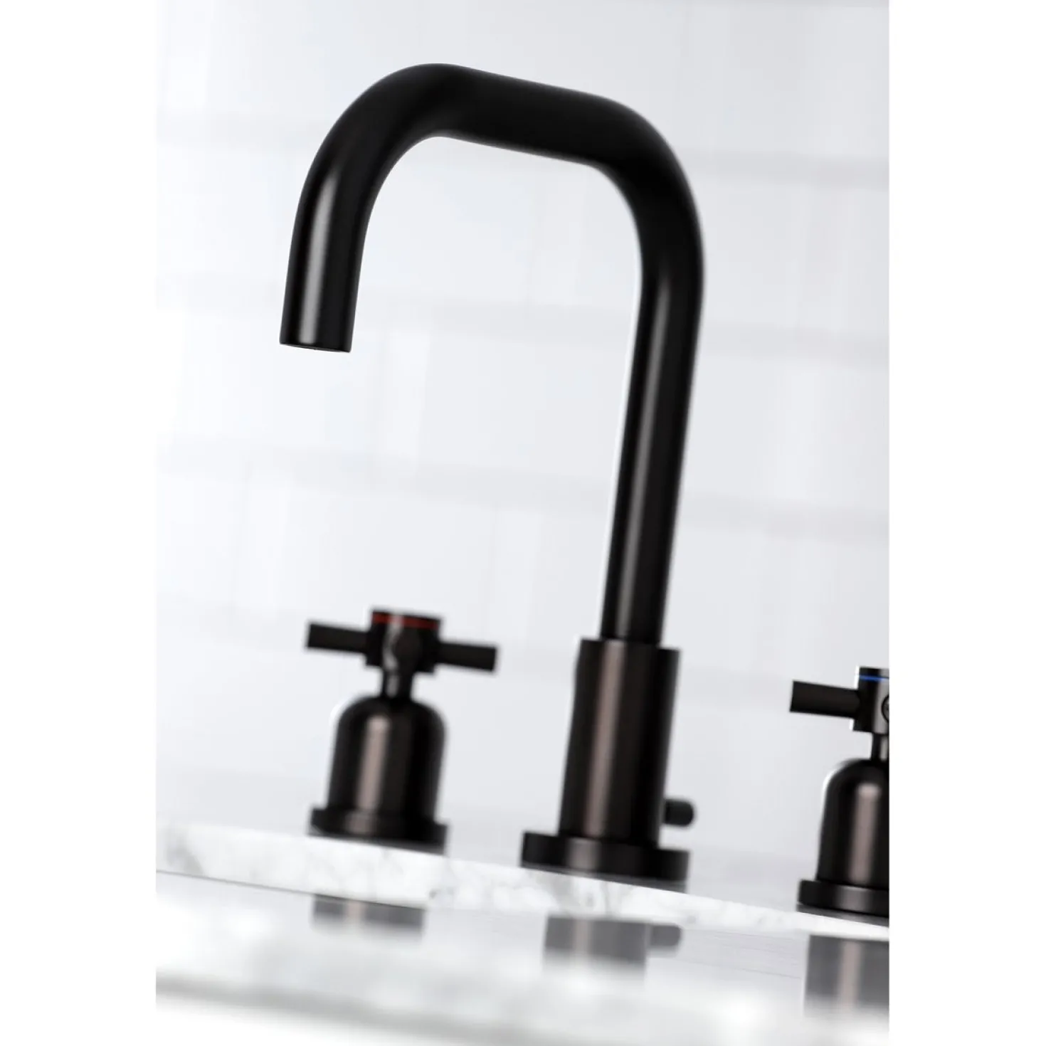 Kingston Brass Concord Deck Mount Widespread Bathroom Faucet with Brass Pop-Up