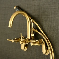Kingston Brass Concord Deck Mount Wall Mount Tub Filler with Hand Shower