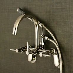 Kingston Brass Concord Deck Mount Wall Mount Tub Filler with Hand Shower