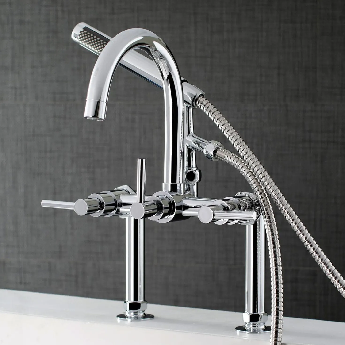 Kingston Brass Concord Deck Mount Tub Filler with Hand Shower