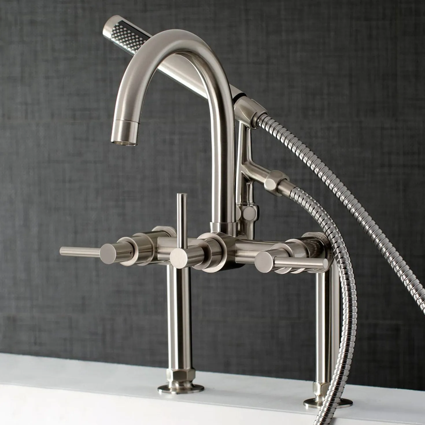 Kingston Brass Concord Deck Mount Tub Filler with Hand Shower