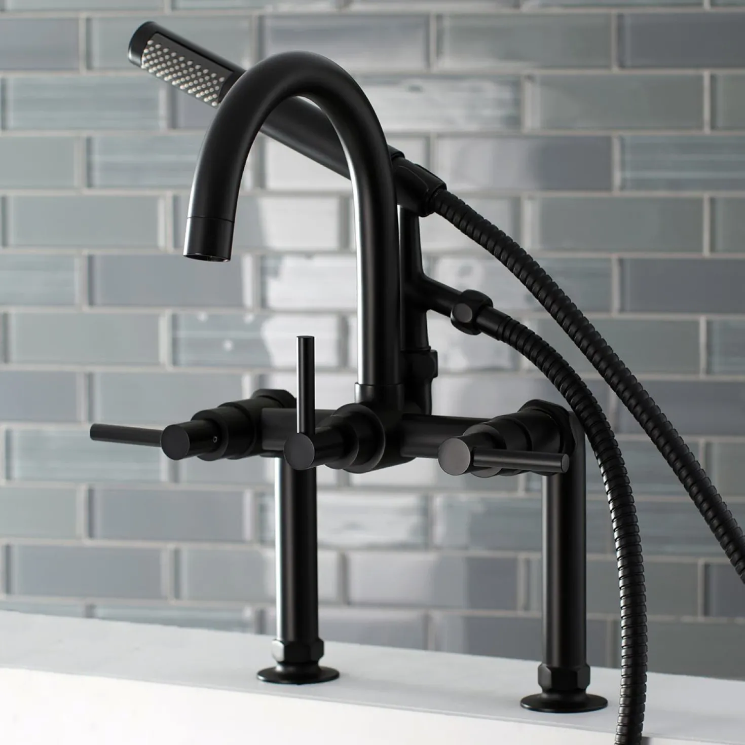Kingston Brass Concord Deck Mount Tub Filler with Hand Shower