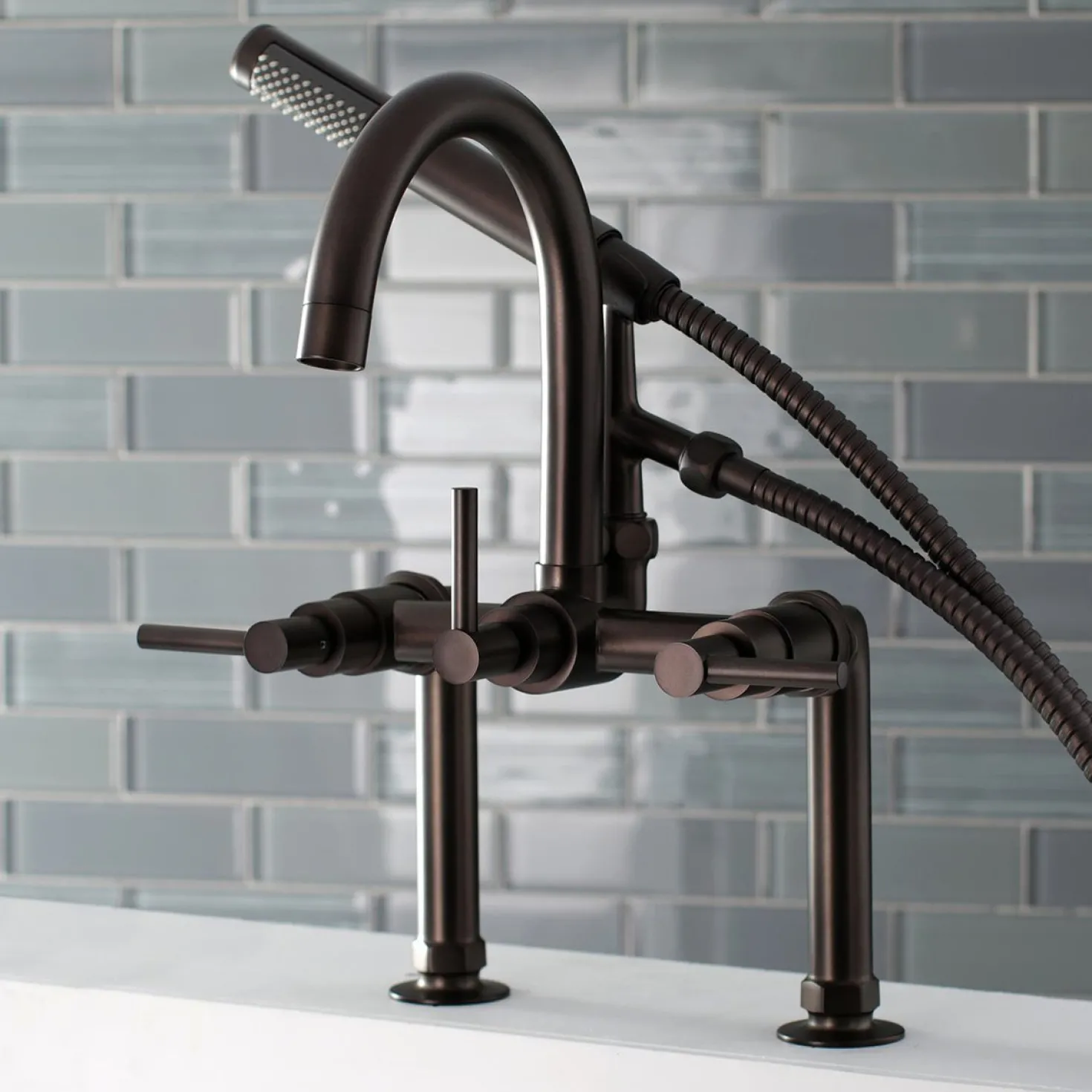 Kingston Brass Concord Deck Mount Tub Filler with Hand Shower