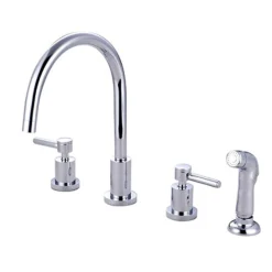 Kingston Brass Concord Double Handle Widespread Kitchen Faucet with Non-Metallic Sprayer