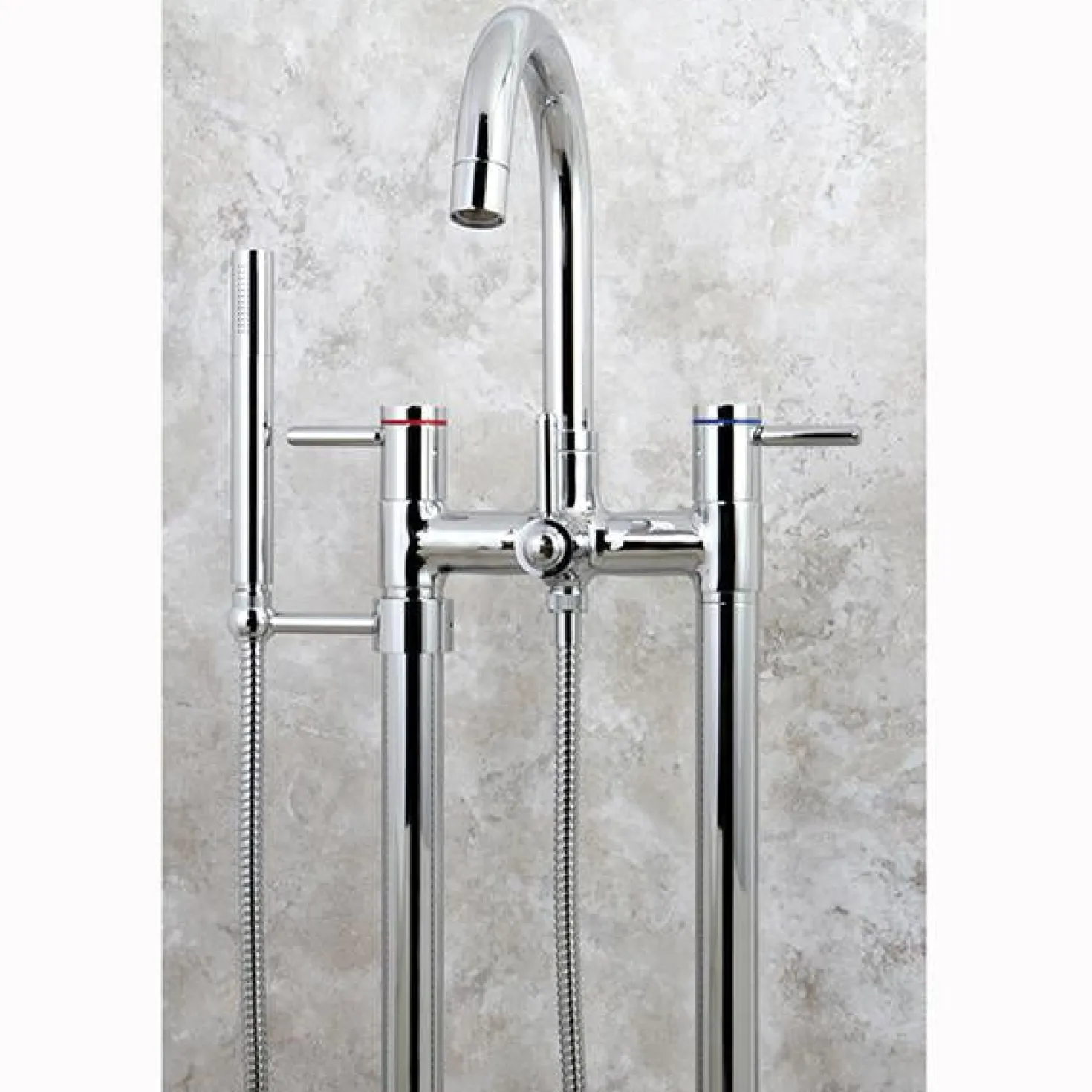 Kingston Brass Concord Floor Mount Freestanding Tub Filler with Hand Shower
